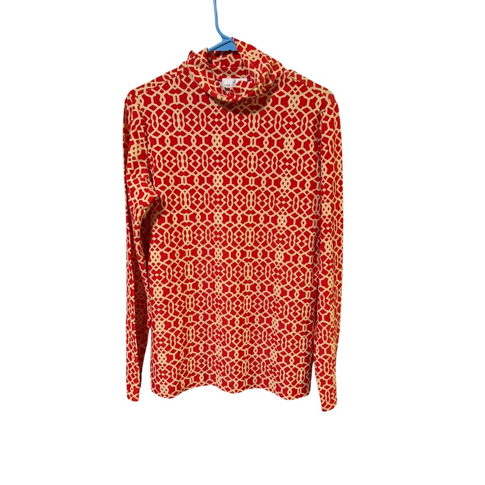 Jude Connally Size XL Red Turtleneck Top Blouse Long Sleeve Made in USA
